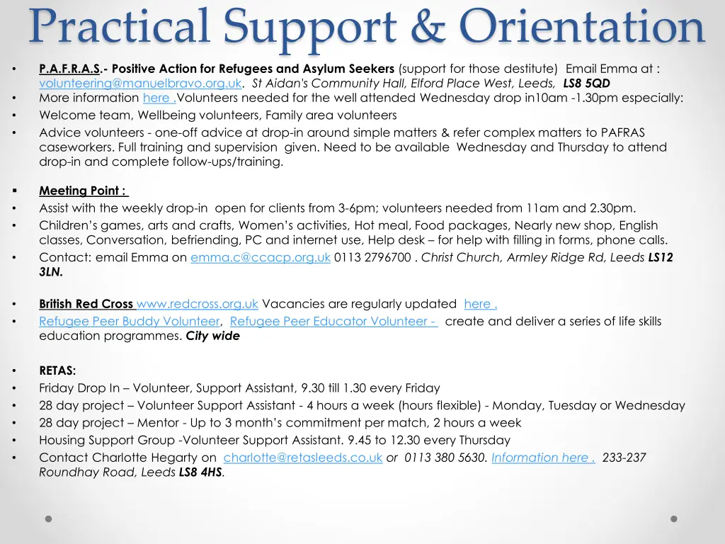 practical support orientation