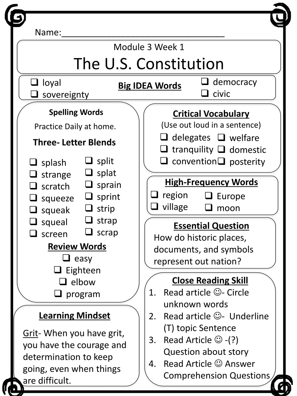 name module 3 week 1 the u s constitution