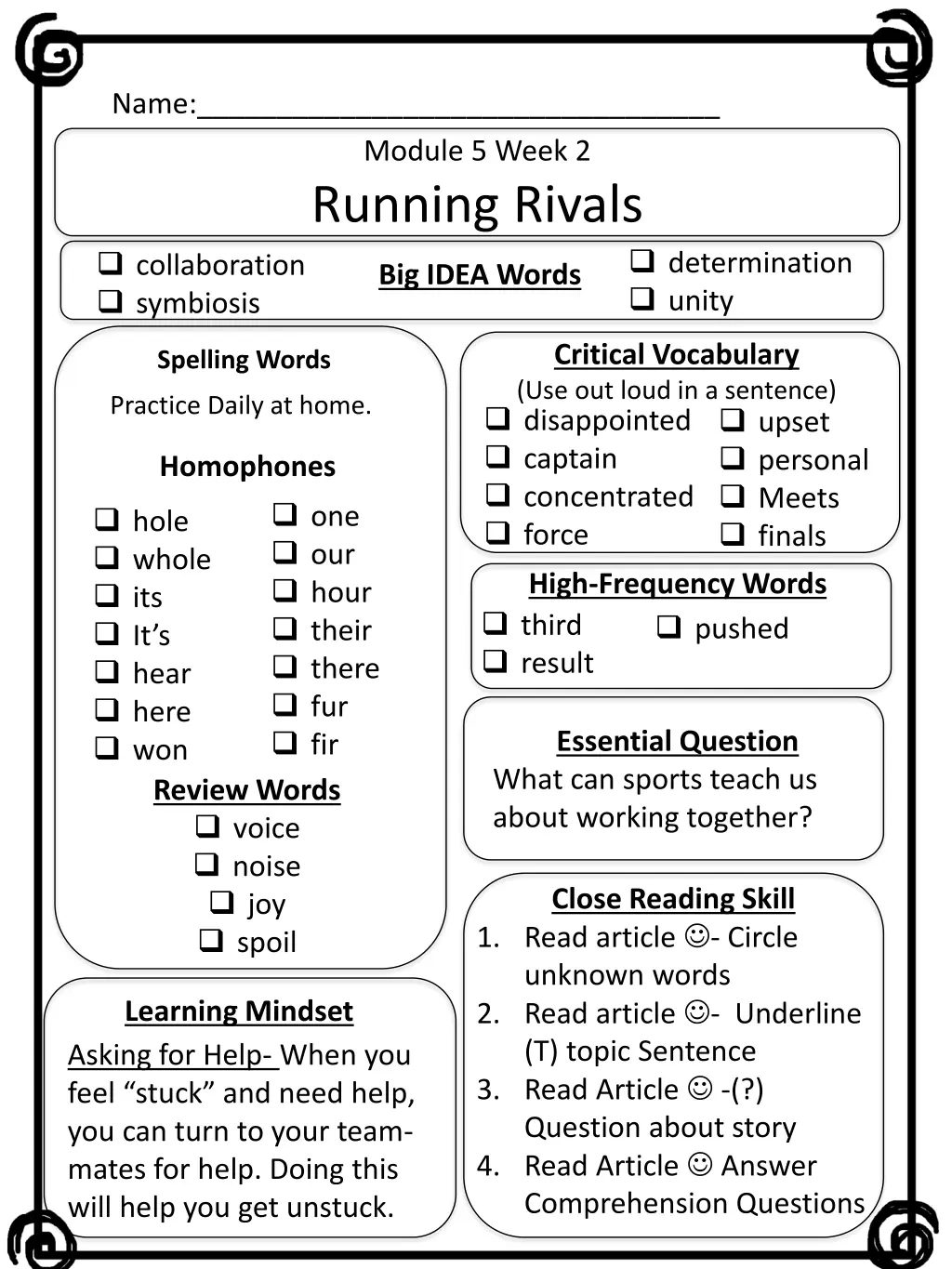 name module 5 week 2 running rivals big idea