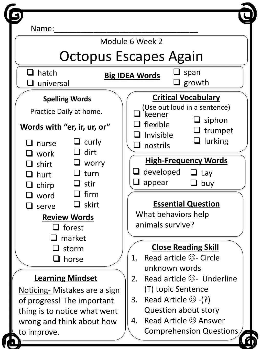 name module 6 week 2 octopus escapes again