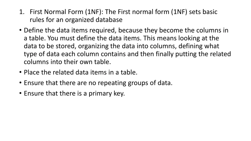 1 first normal form 1nf the first normal form