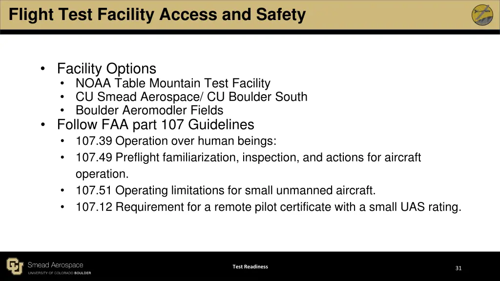 flight test facility access and safety