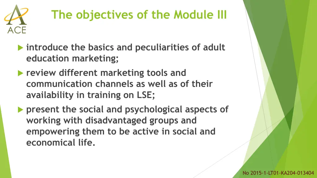 the obj e ctives of the module iii