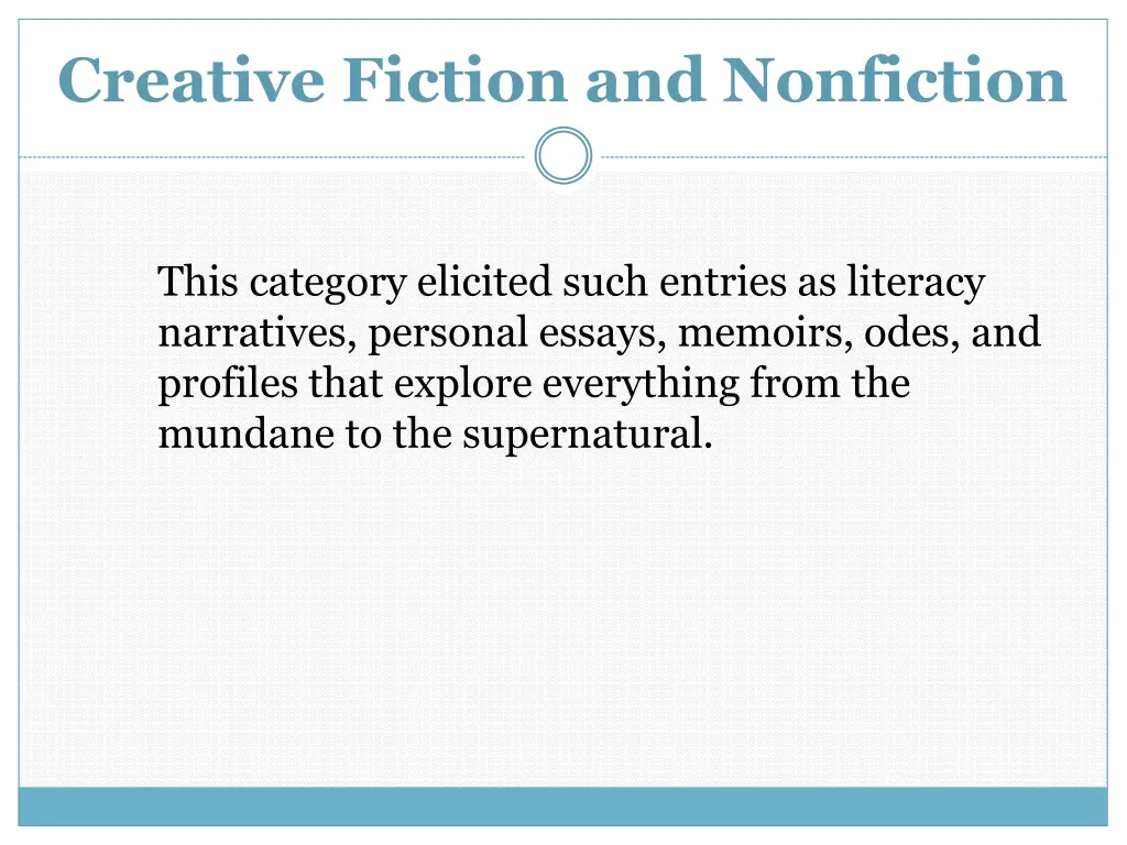 creative fiction and nonfiction