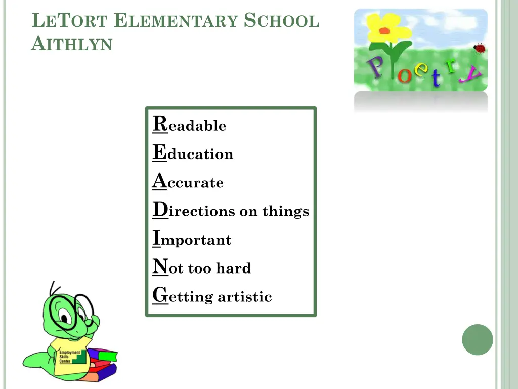 l e t ort e lementary s chool a ithlyn