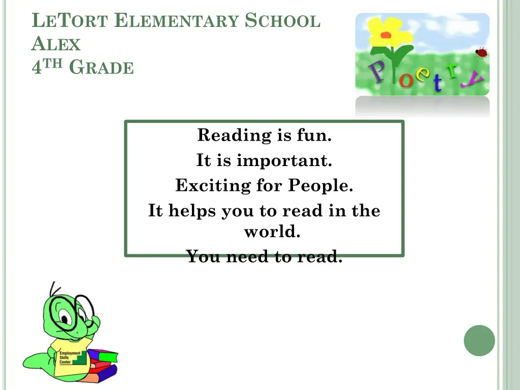 l e t ort e lementary s chool a lex 4 th g rade