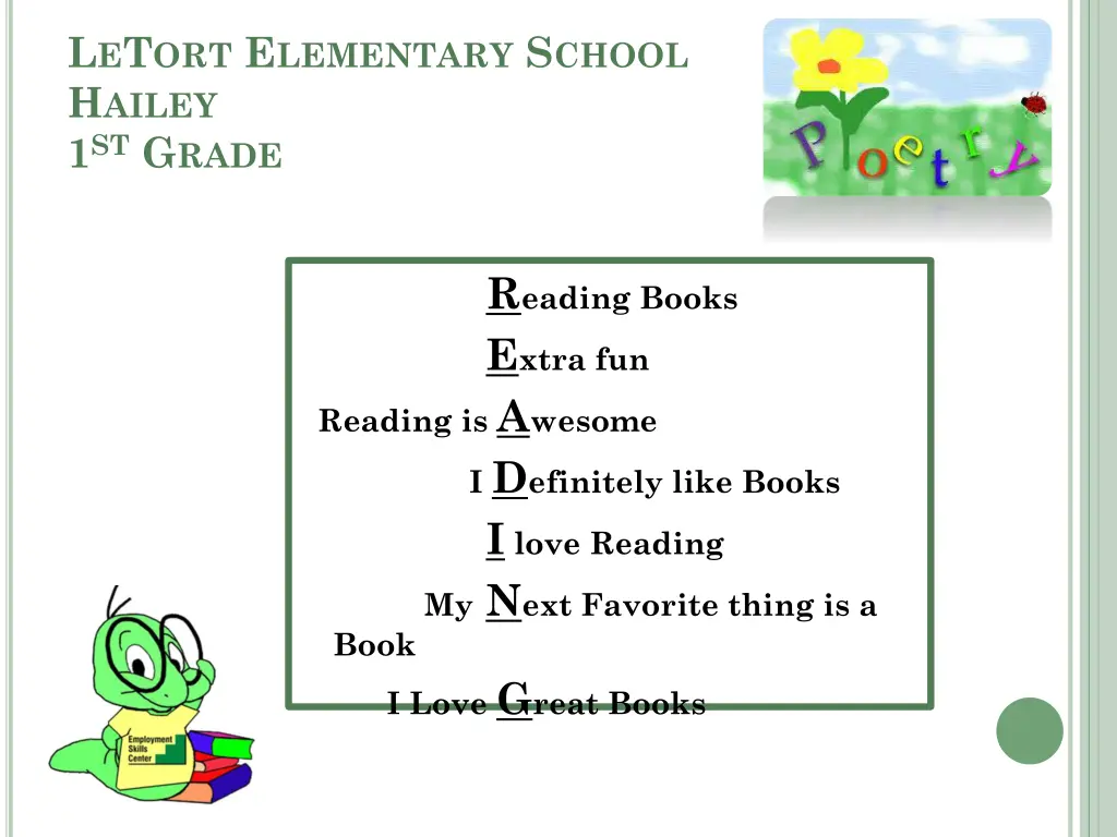 l e t ort e lementary s chool h ailey 1 st g rade