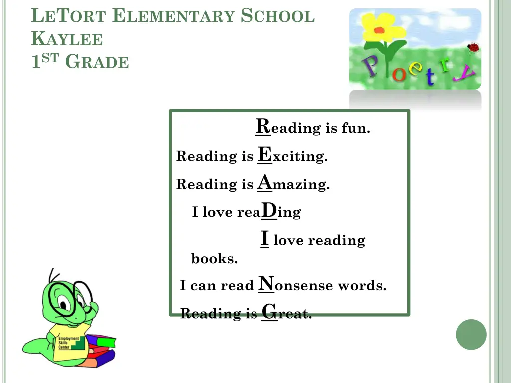 l e t ort e lementary s chool k aylee 1 st g rade