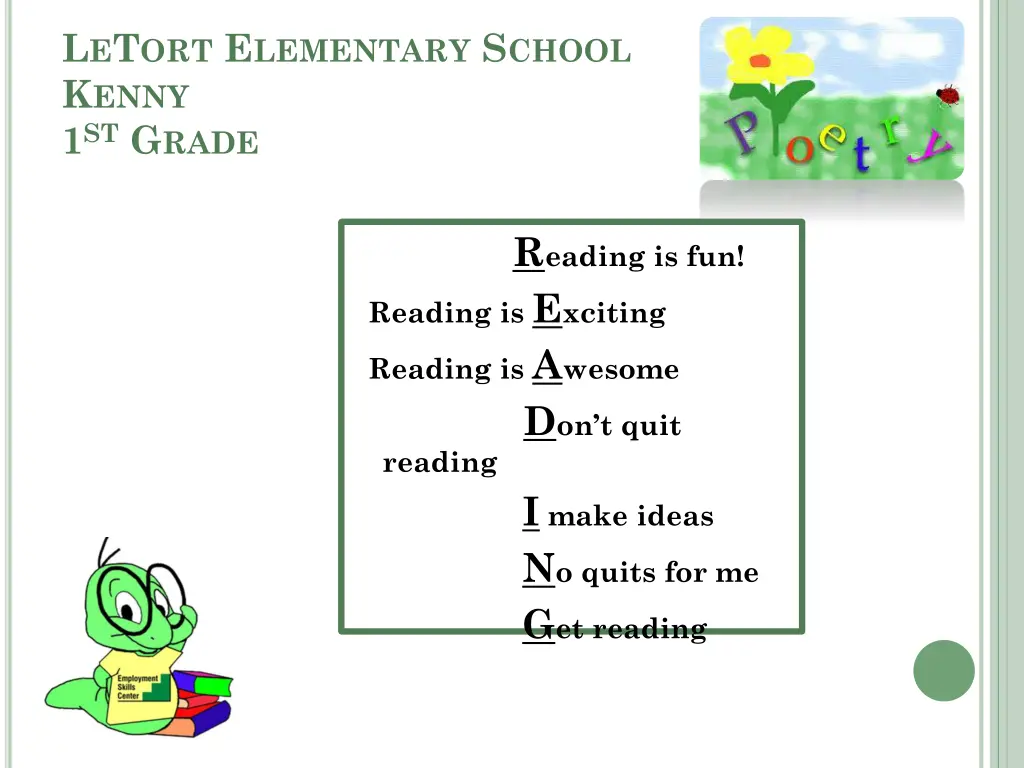 l e t ort e lementary s chool k enny 1 st g rade