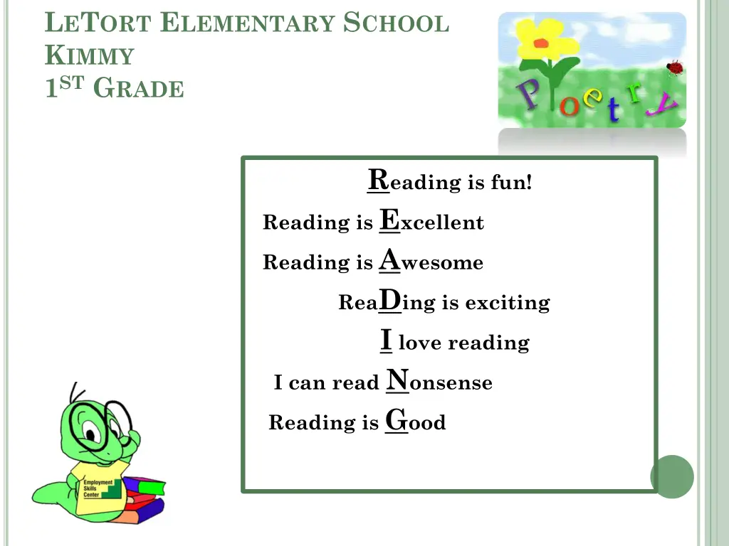 l e t ort e lementary s chool k immy 1 st g rade