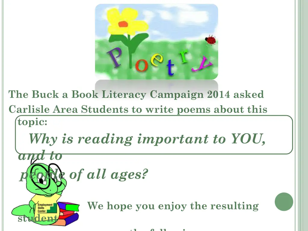 the buck a book literacy campaign 2014 asked