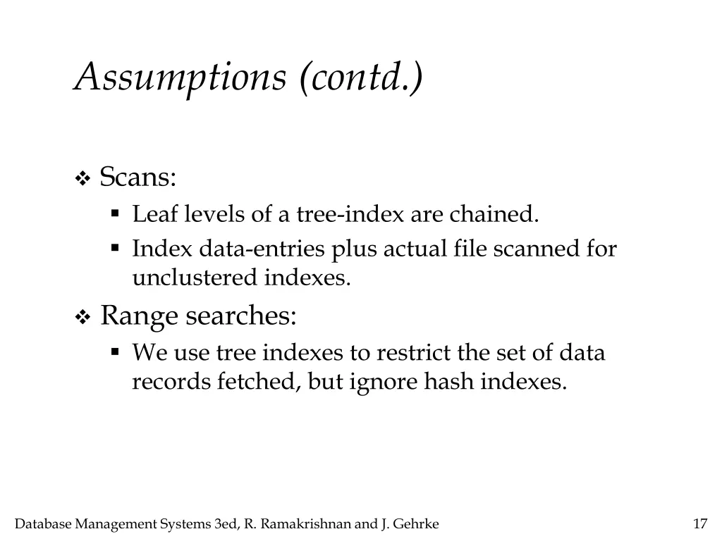 assumptions contd