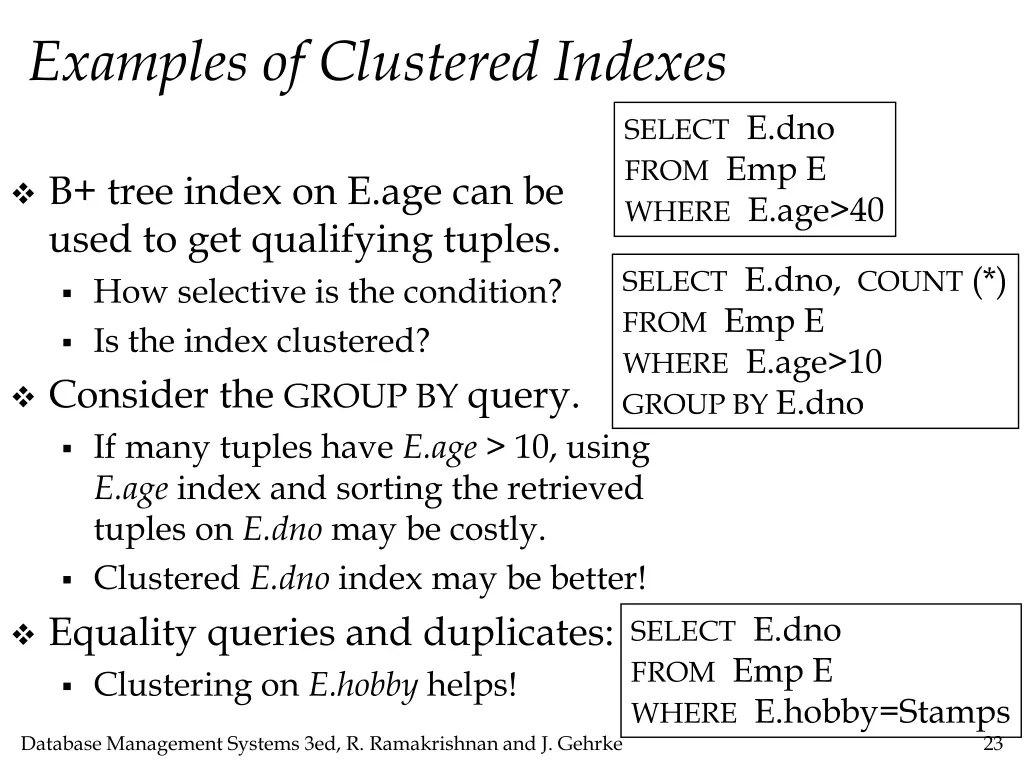 examples of clustered indexes