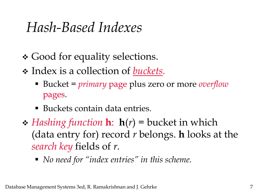 hash based indexes