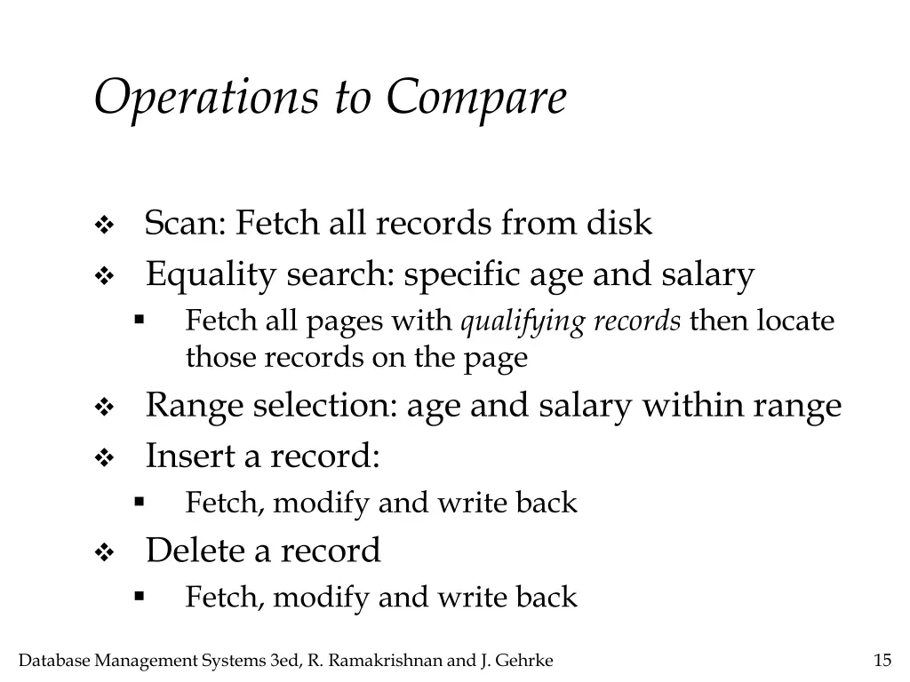 operations to compare