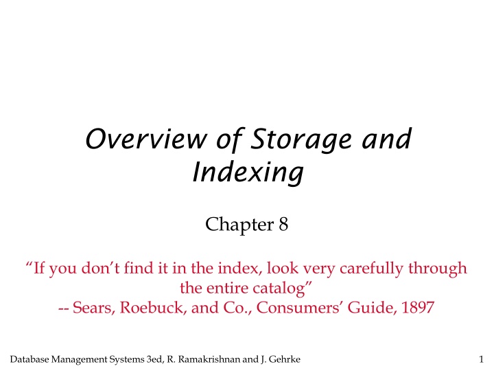 overview of storage and indexing