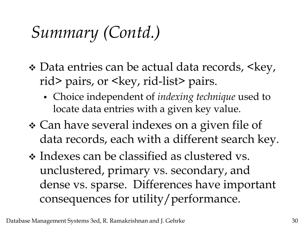 summary contd