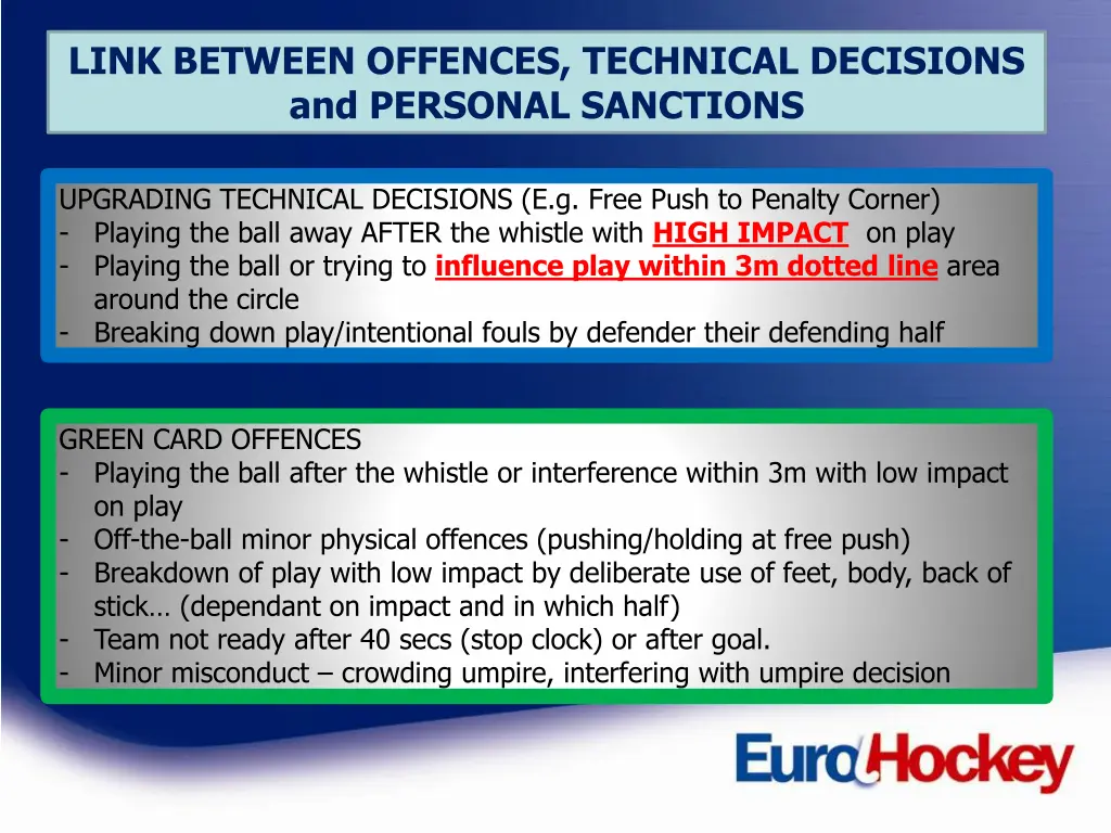 link between offences technical decisions