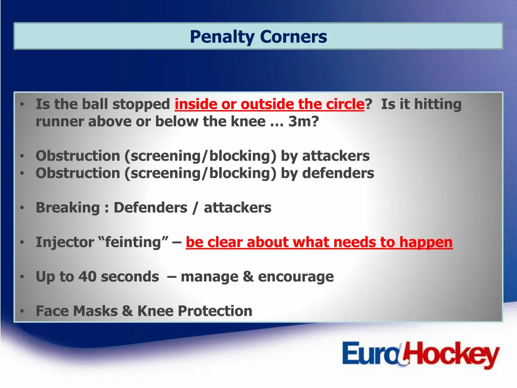 penalty corners