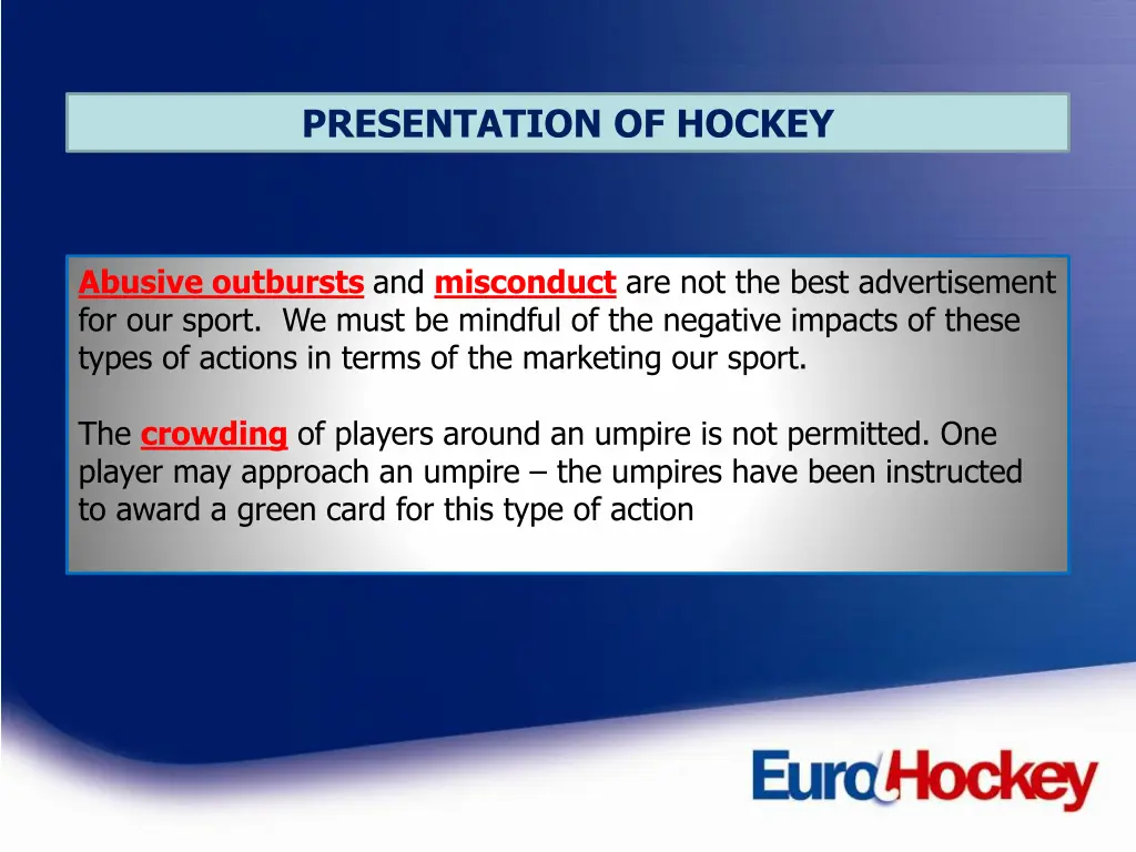 presentation of hockey