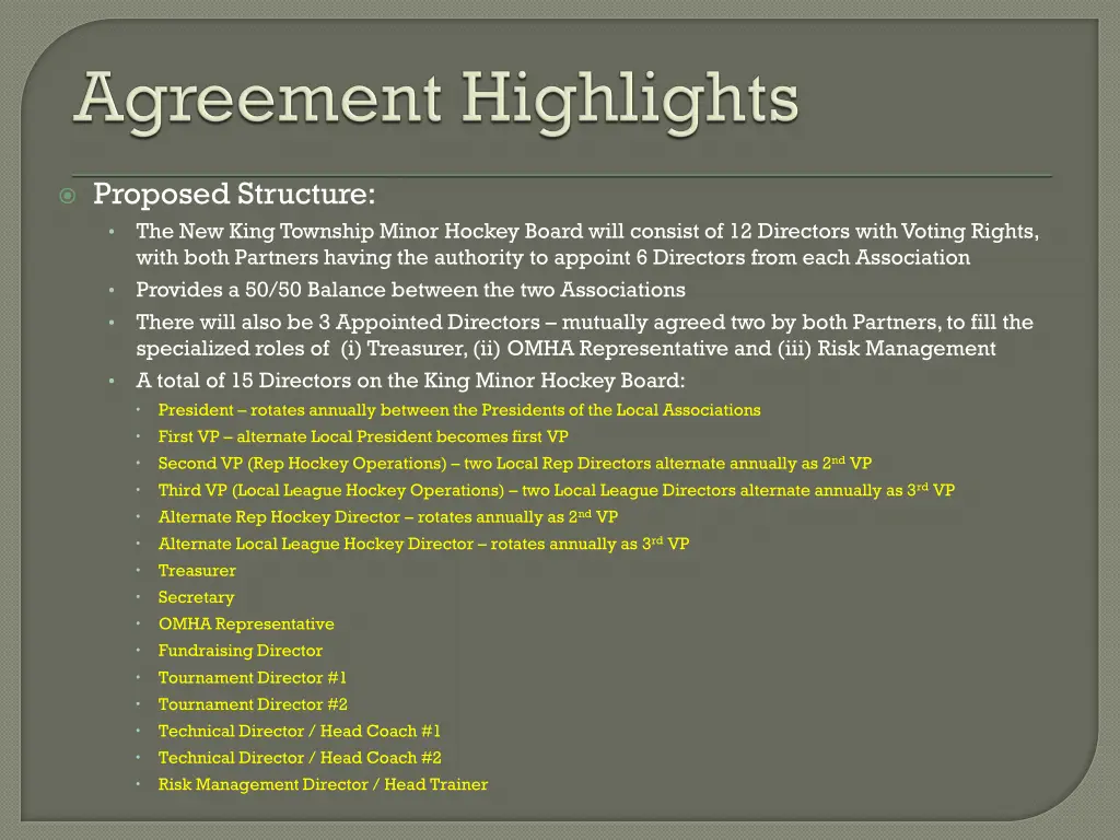 proposed structure the new king township minor