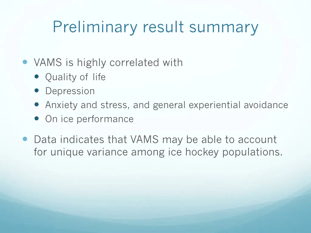 preliminary result summary