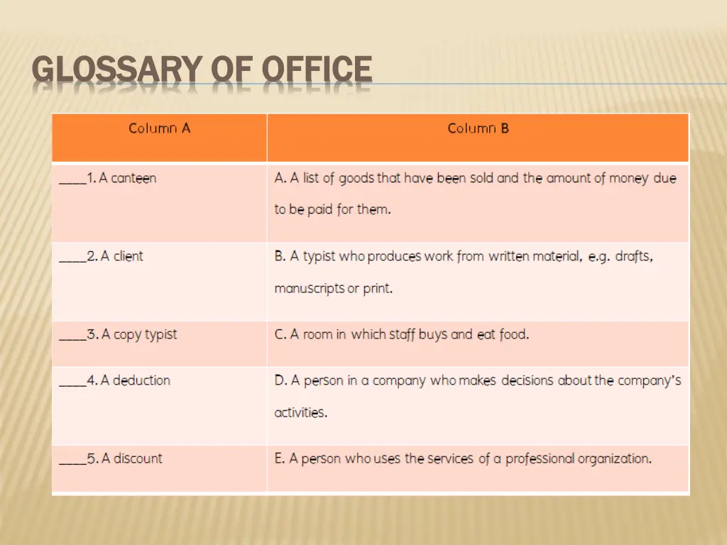 glossary of office glossary of office