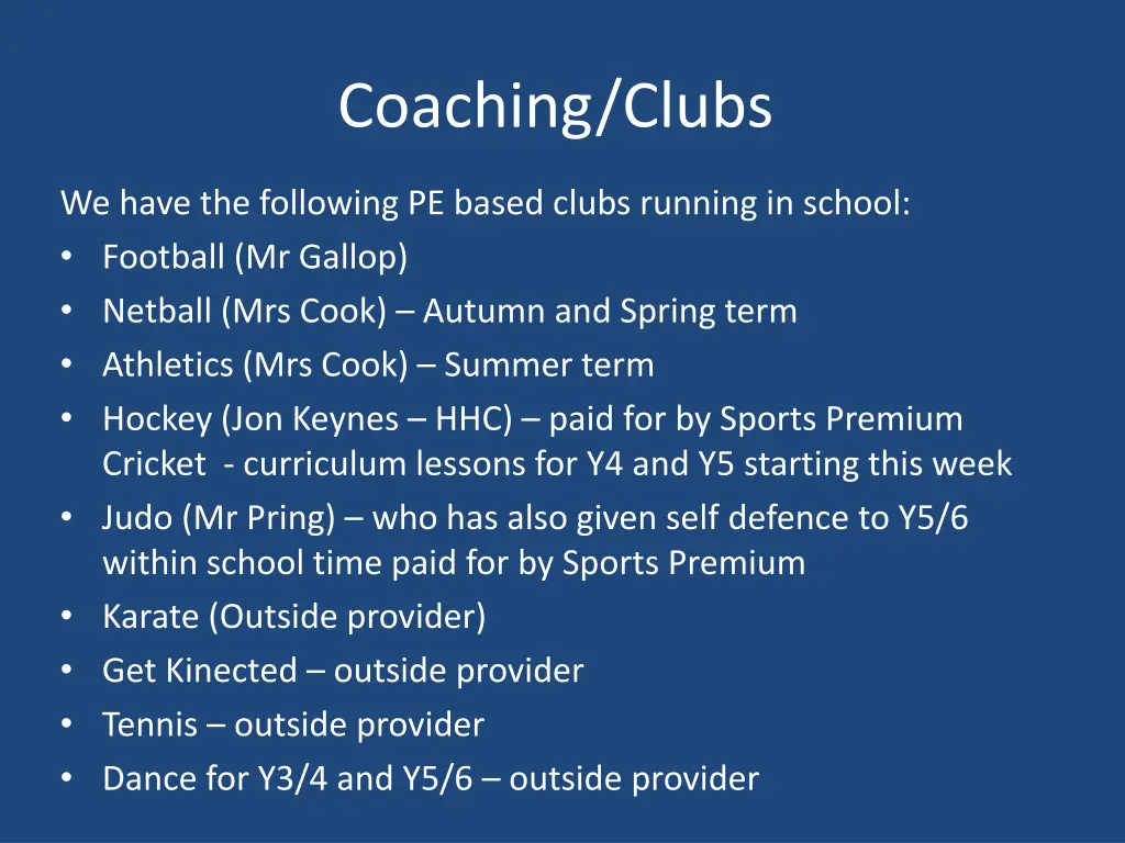 coaching clubs