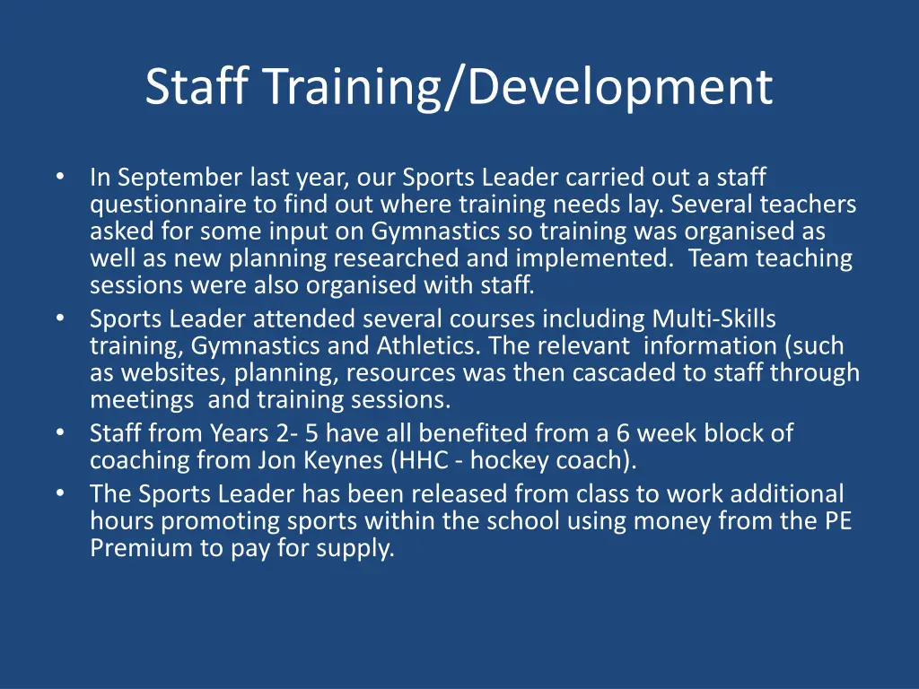 staff training development