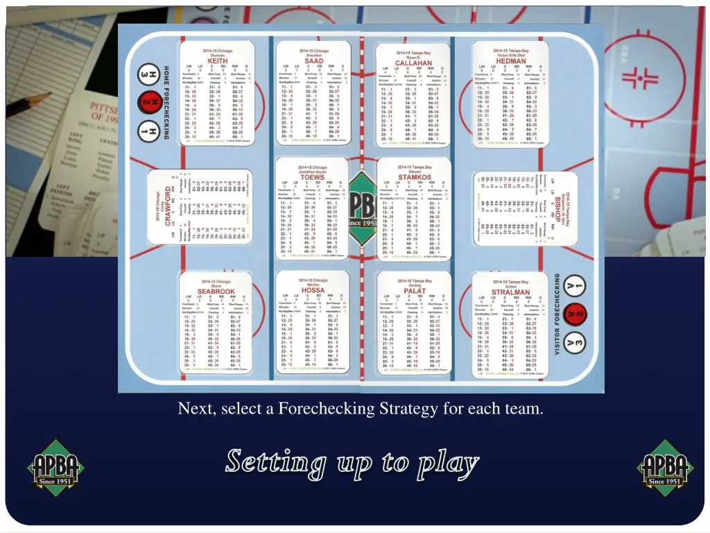 next select a forechecking strategy for each team