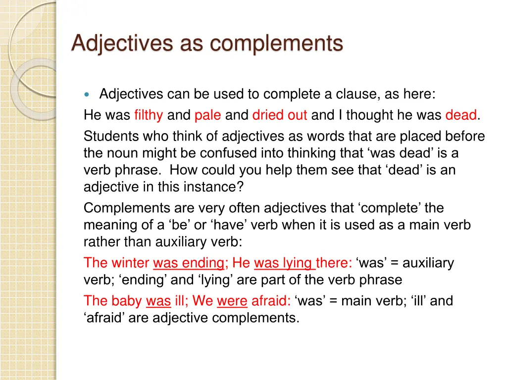 adjectives as complements