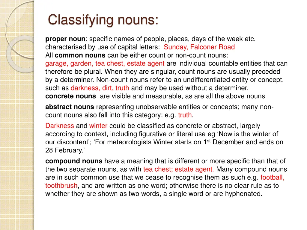 classifying nouns