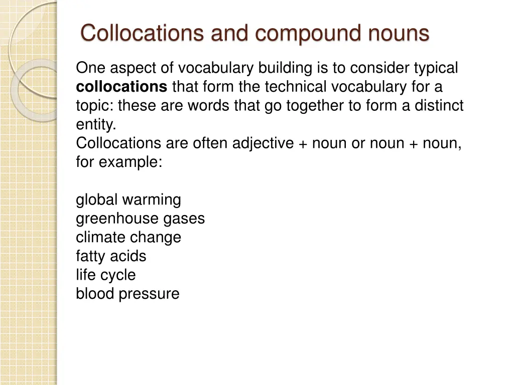 collocations and compound nouns