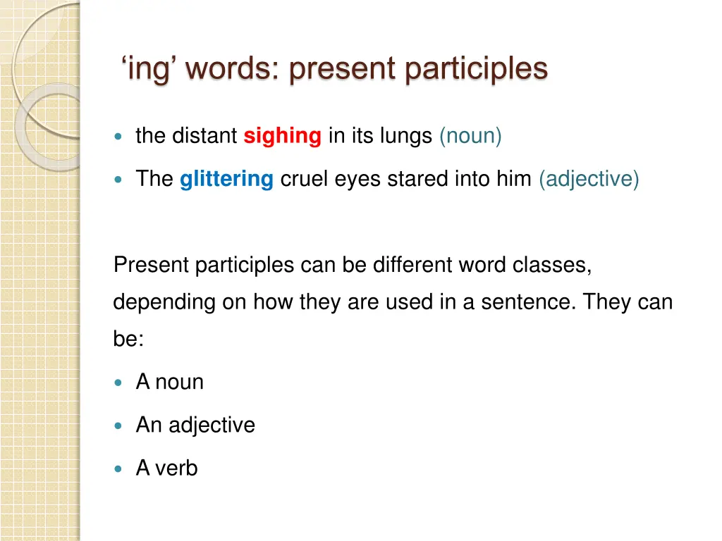 ing words present participles