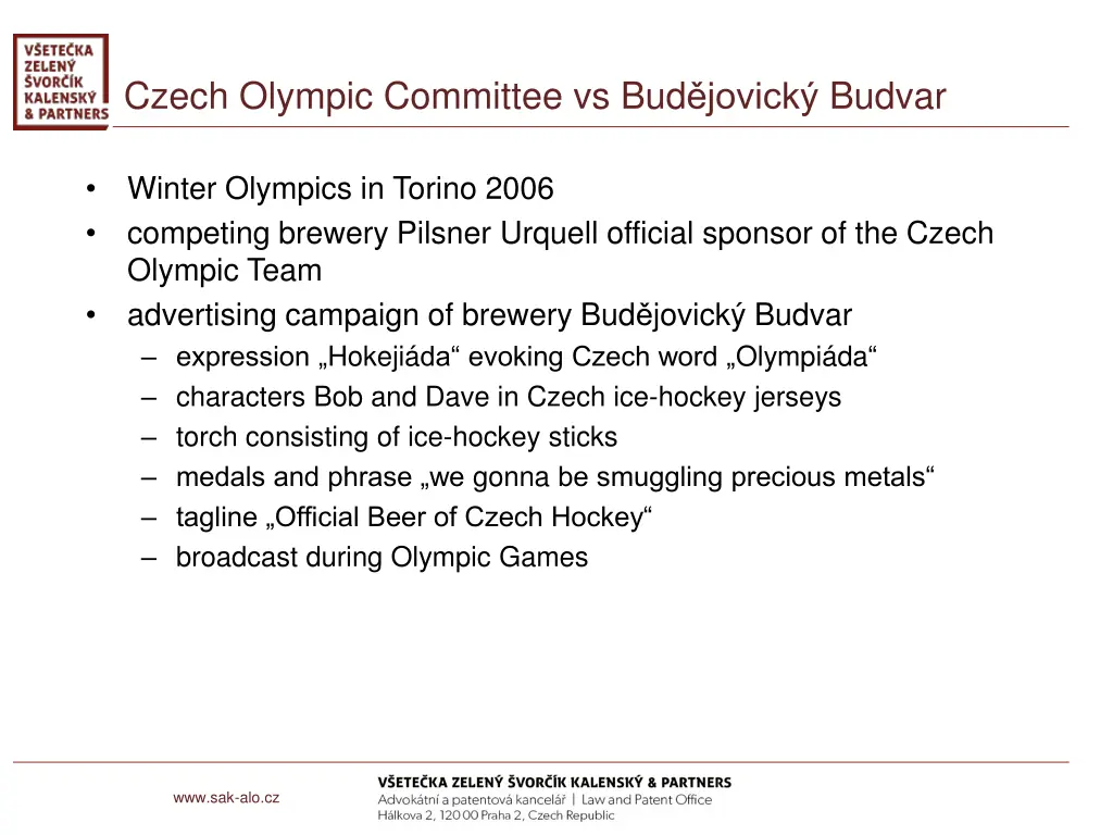 czech olympic committee vs bud jovick budvar