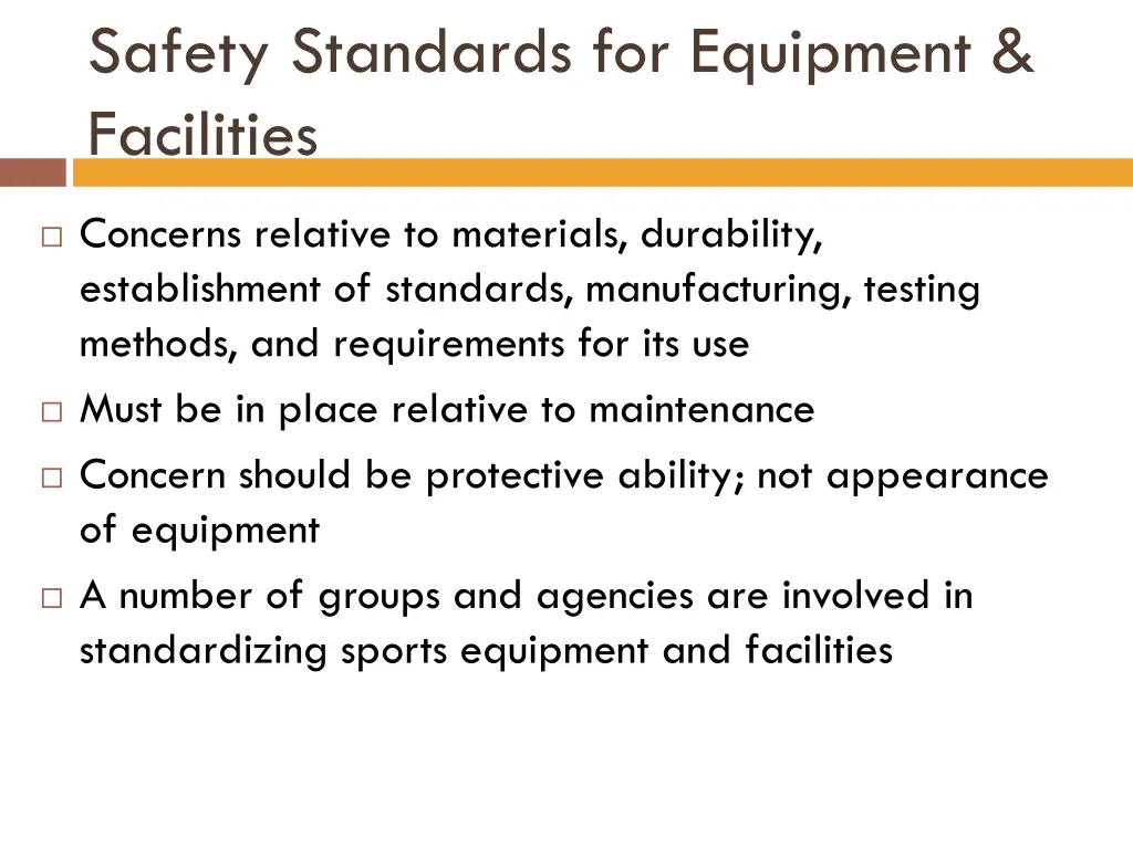 safety standards for equipment facilities