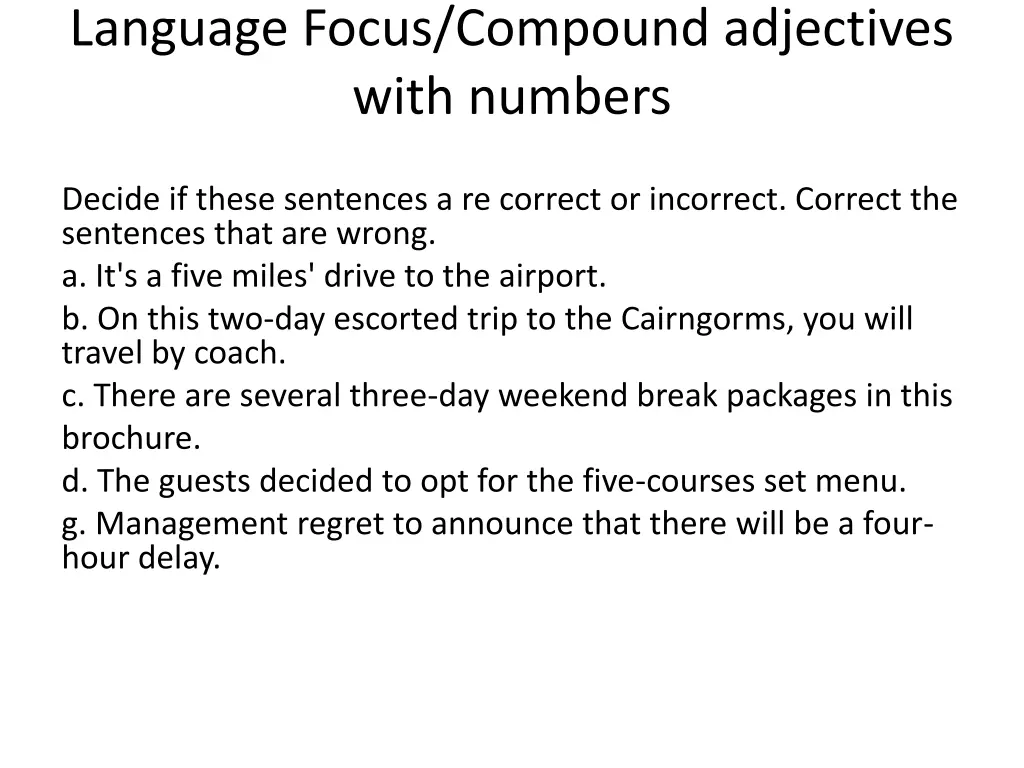 language focus compound adjectives with numbers