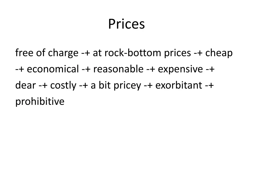 prices