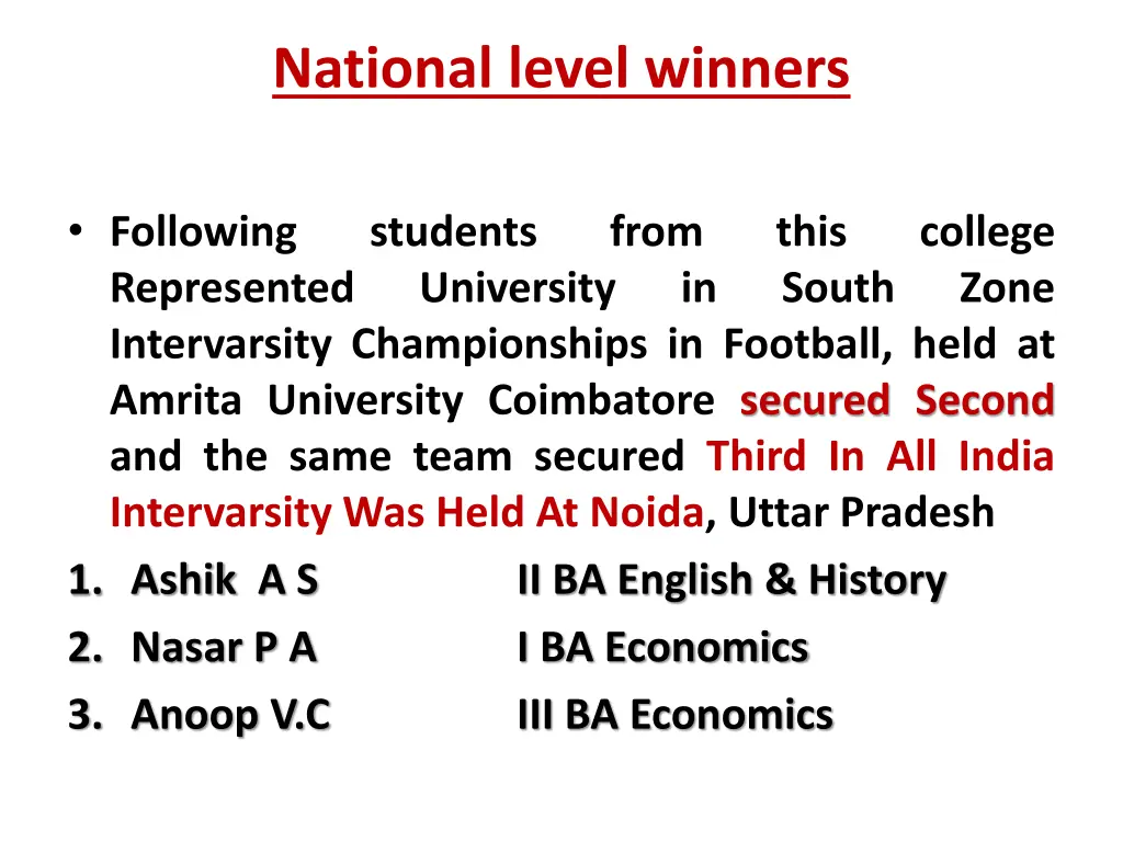 national level winners