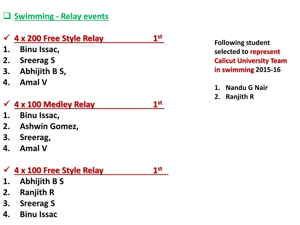 swimming relay events