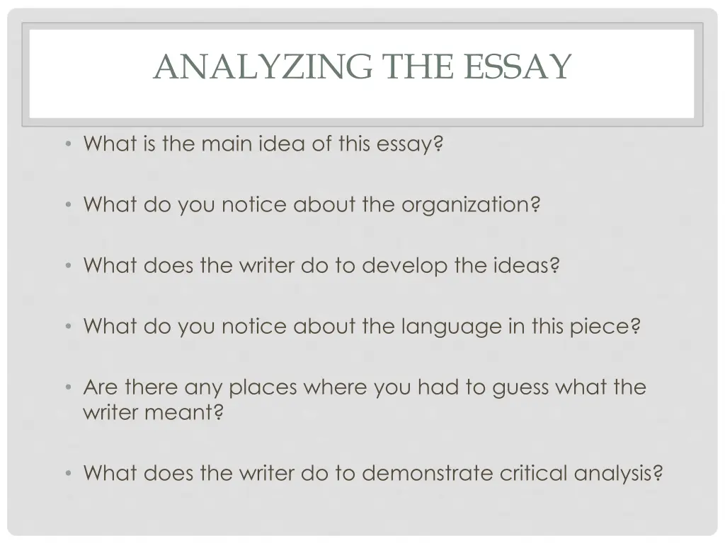 analyzing the essay