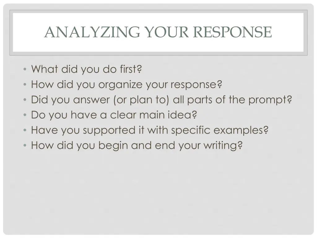 analyzing your response