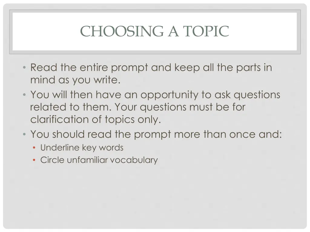 choosing a topic 1