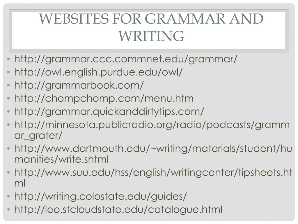 websites for grammar and writing