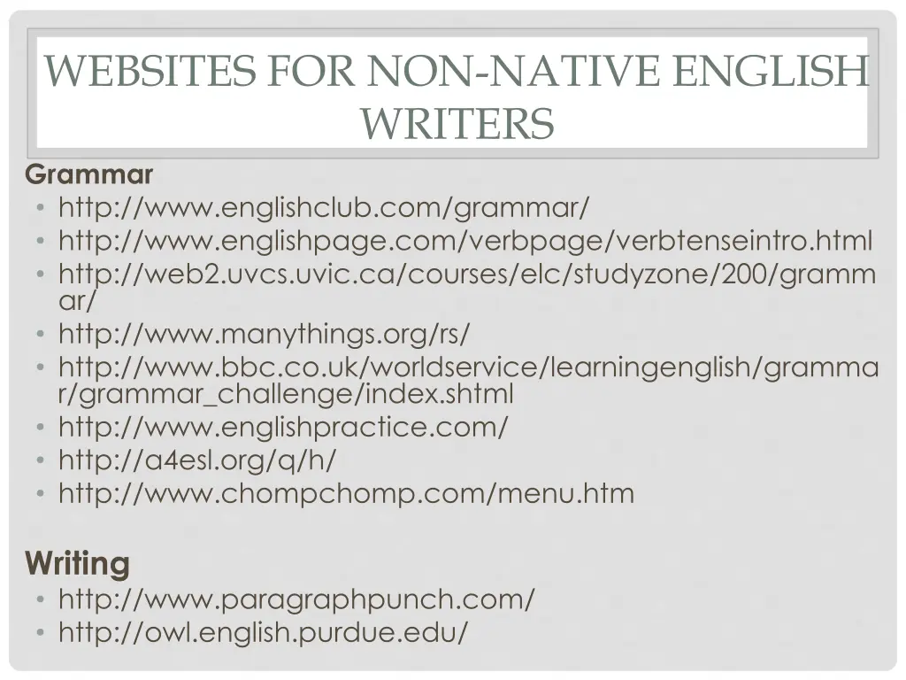 websites for non native english writers grammar