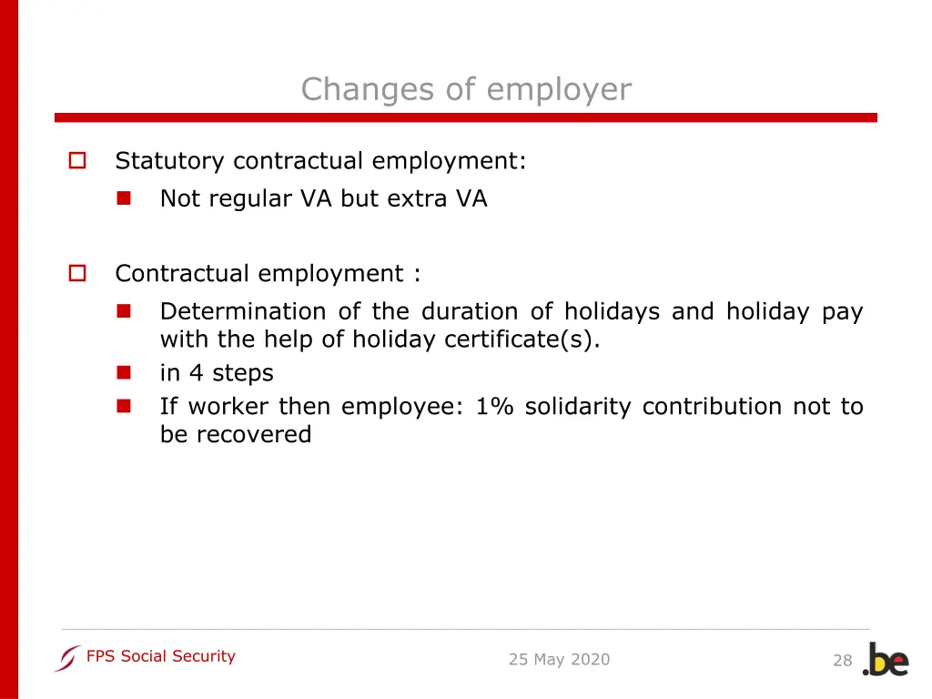 changes of employer