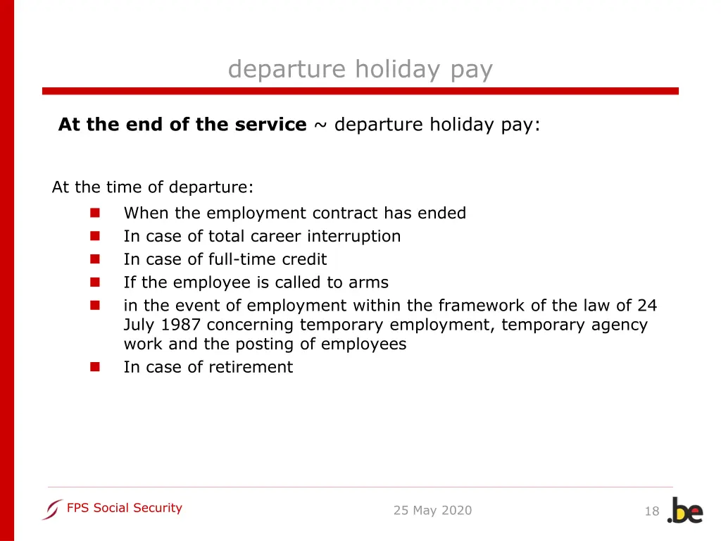 departure holiday pay