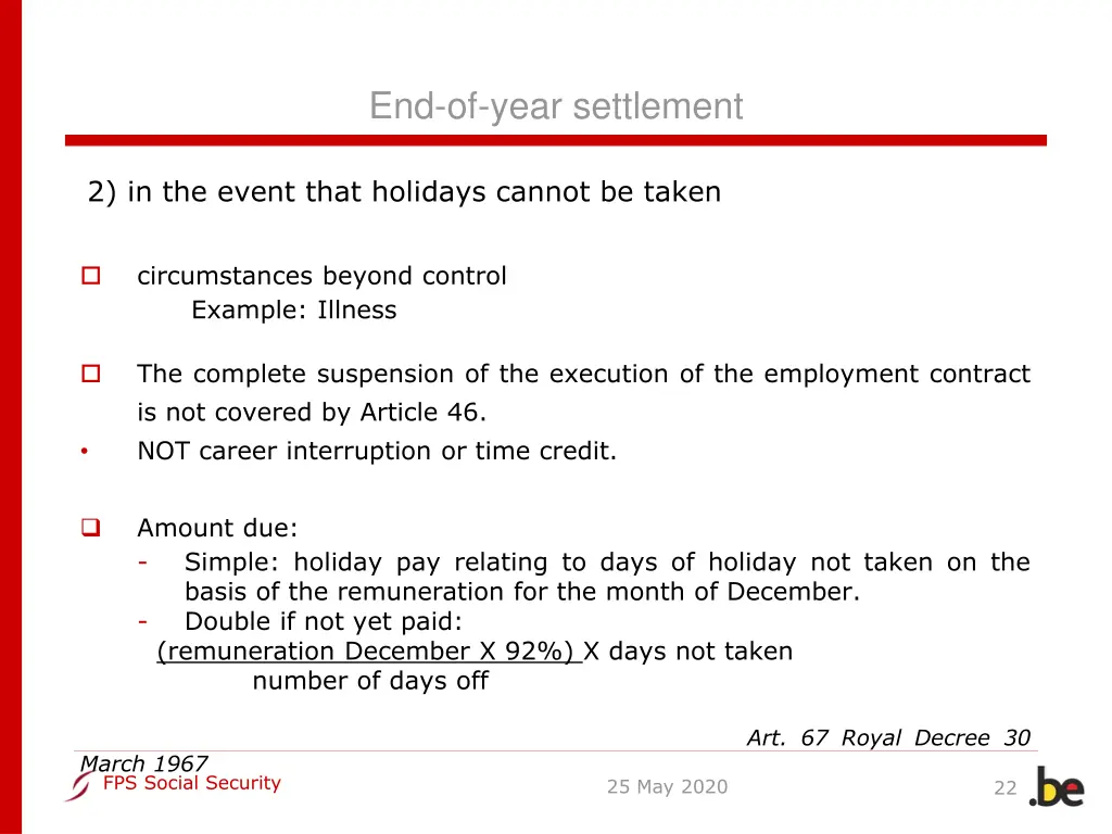 end of year settlement 1