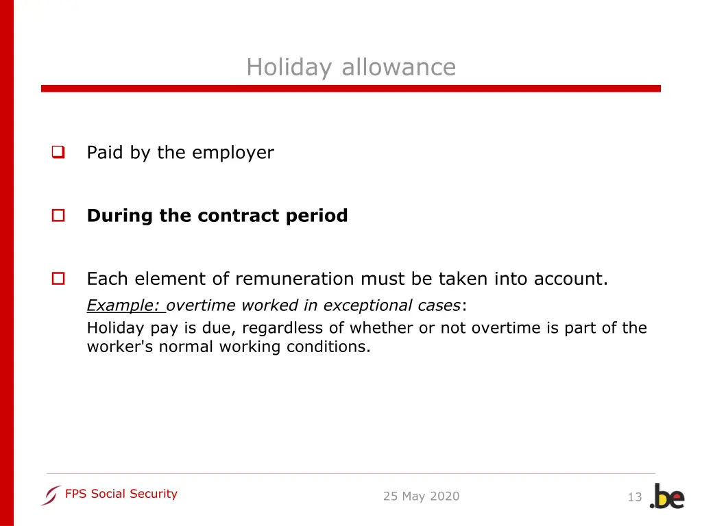 holiday allowance 1