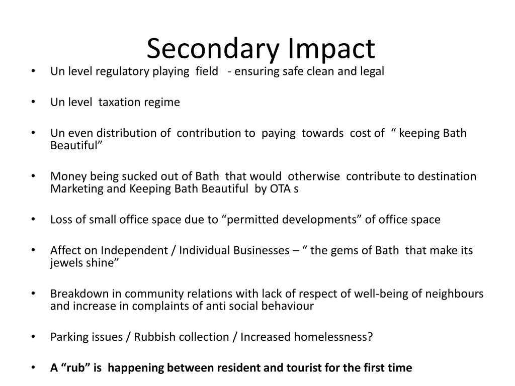 secondary impact un level regulatory playing